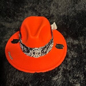 Fedora with cards and feathers